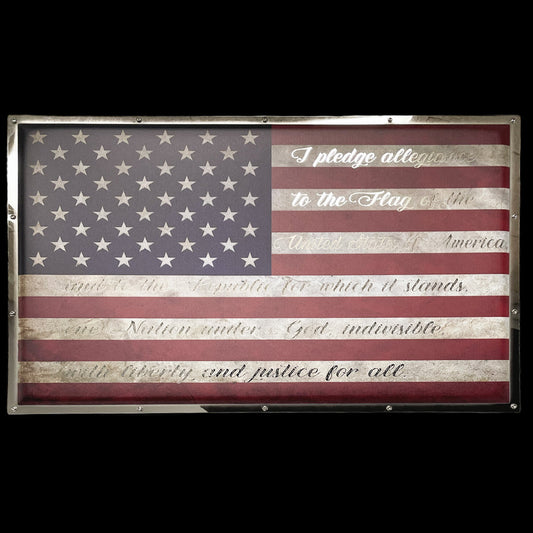Pledge of Allegiance American Flag Metal Sign