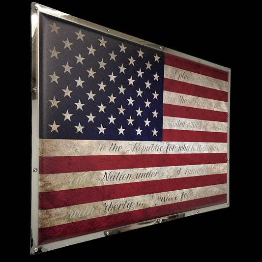 Pledge of Allegiance American Flag Metal Sign