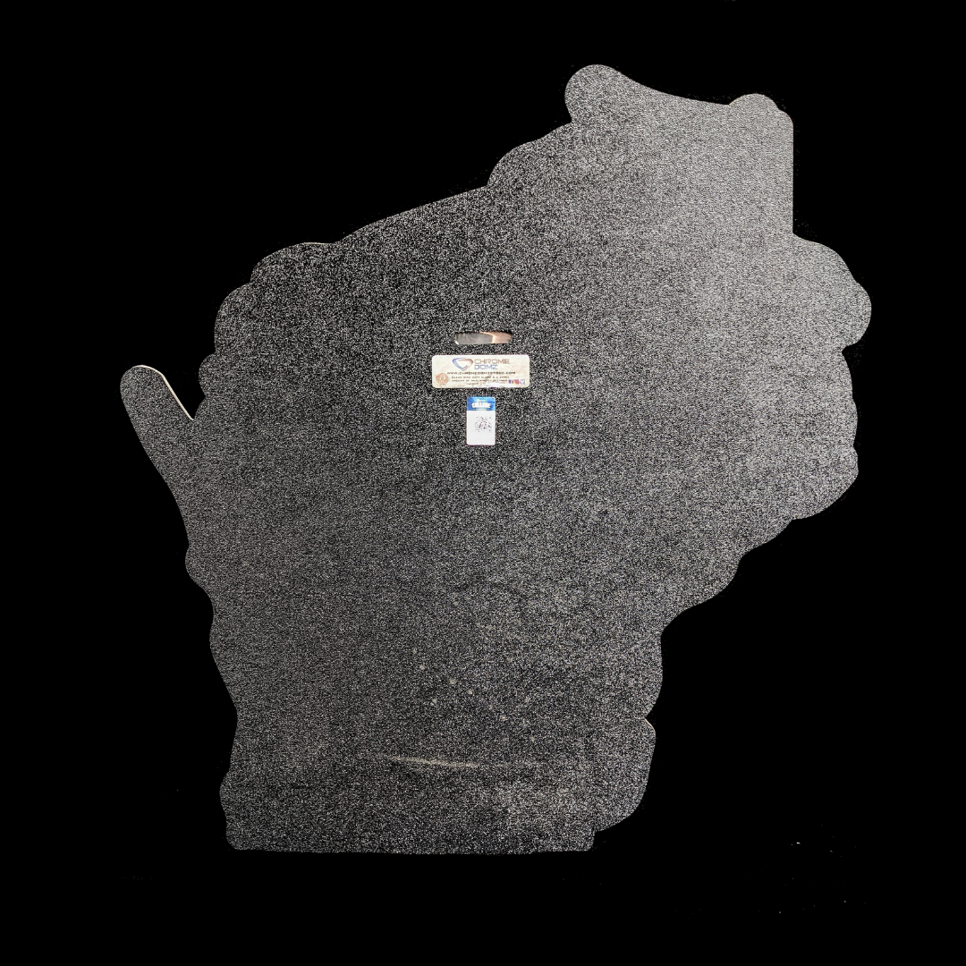 embossed mirror polished stainless steel sign garage décor Wisconsin State-shaped Bucky Badger chrome back