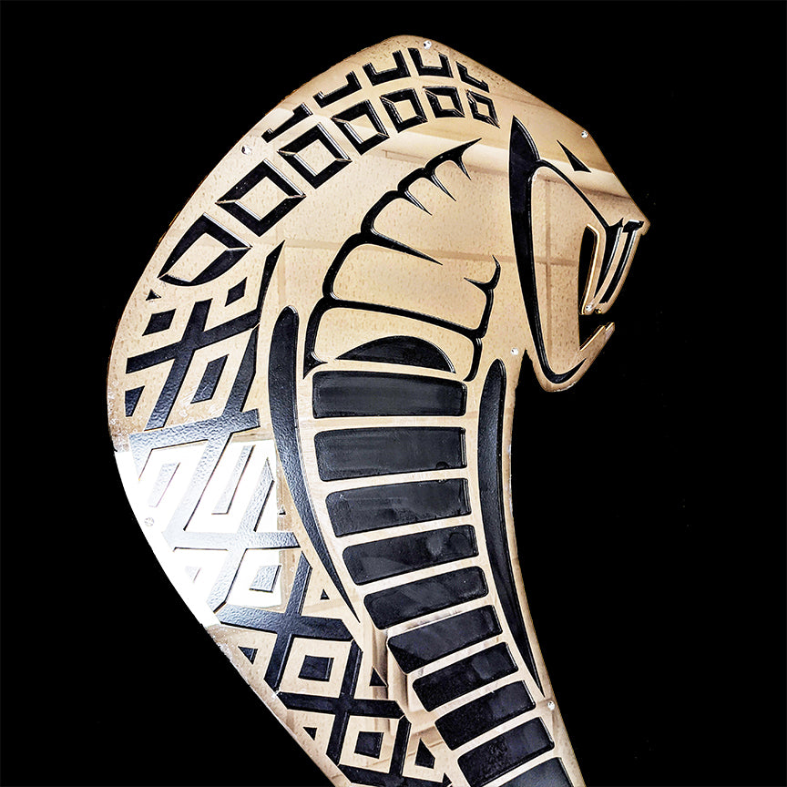 mirror polished stainless steel sign garage décor Shelby Cobra laser cut head