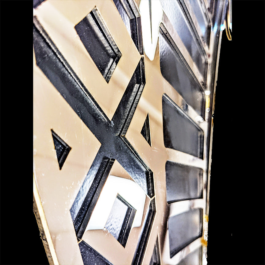 mirror polished stainless steel sign garage décor Shelby Cobra laser cut close up