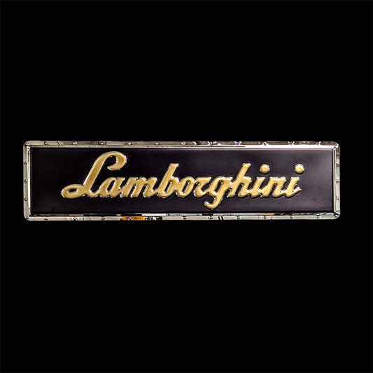 embossed mirror polished stainless steel sign garage décor lamborghini