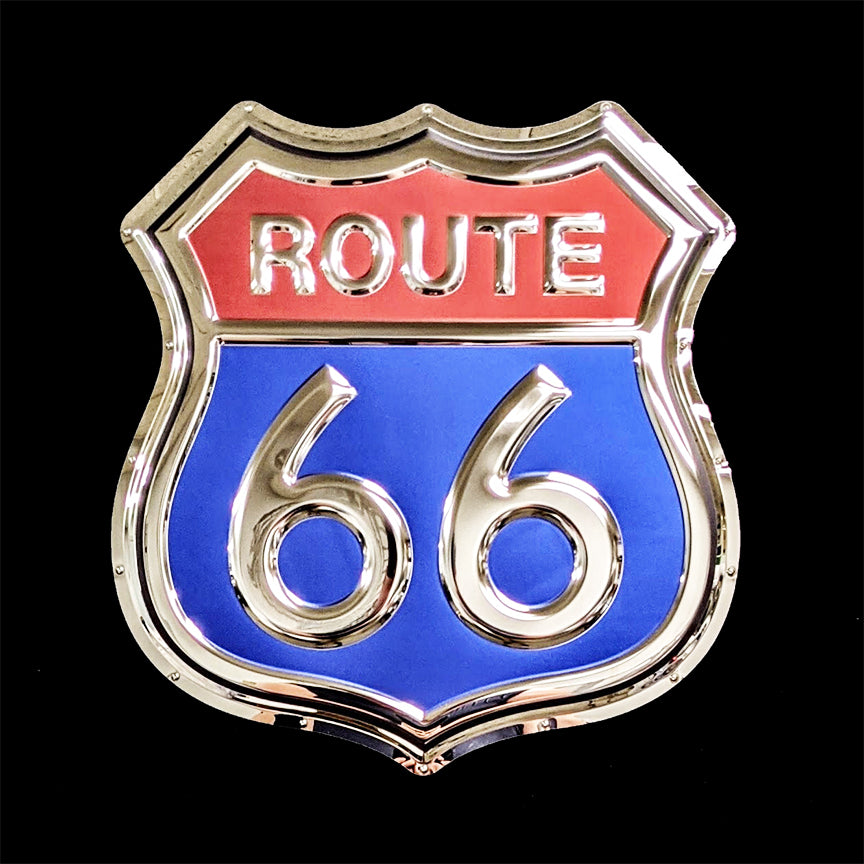 embossed mirror polished stainless steel sign garage décor Route 66
