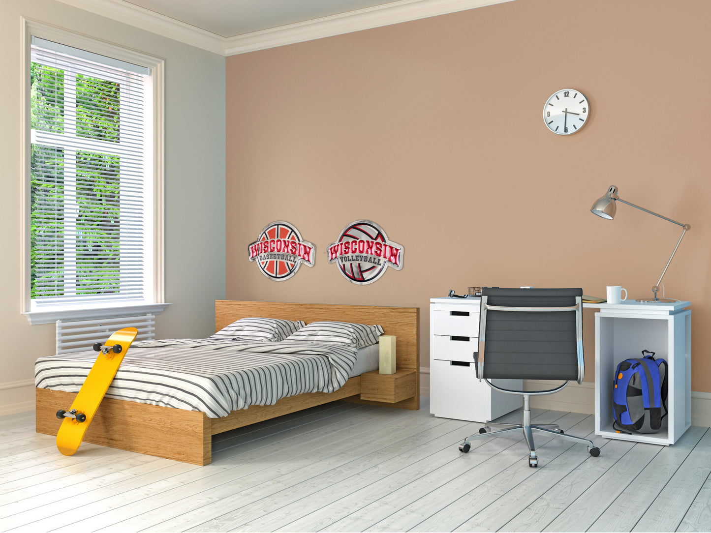 embossed mirror polished stainless steel sign garage décor Wisconsin Badgers Basketball on wall