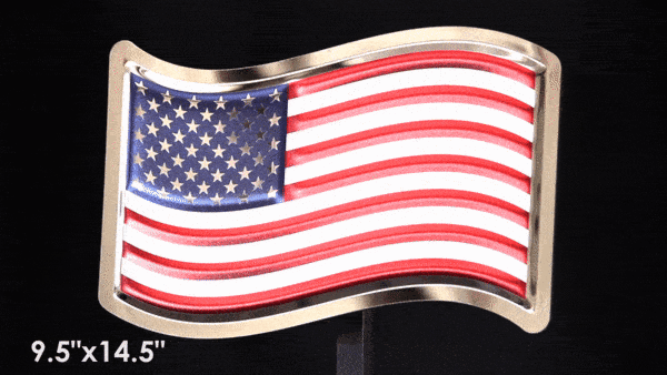embossed mirror polished stainless steel sign garage décor American Flag