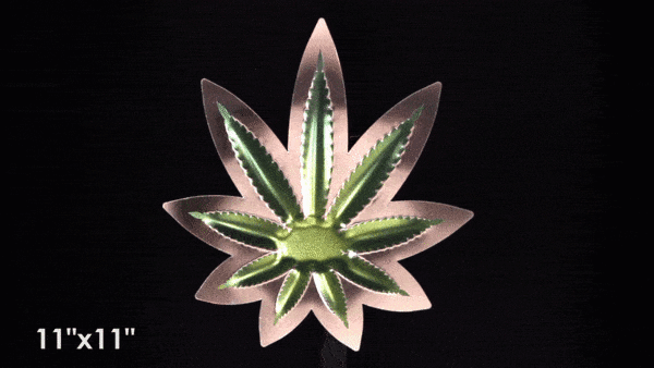 embossed mirror polished stainless steel sign hemp leaf