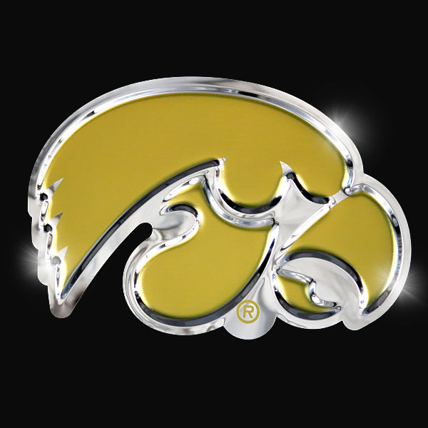 embossed mirror polished stainless steel sign décor iowa tiger hawk