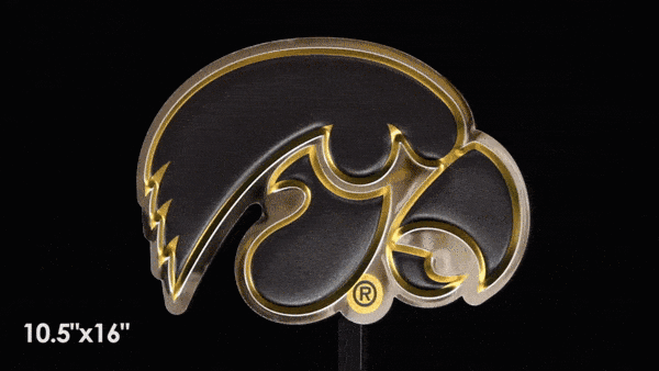 embossed mirror polished stainless steel sign décor iowa tiger hawk