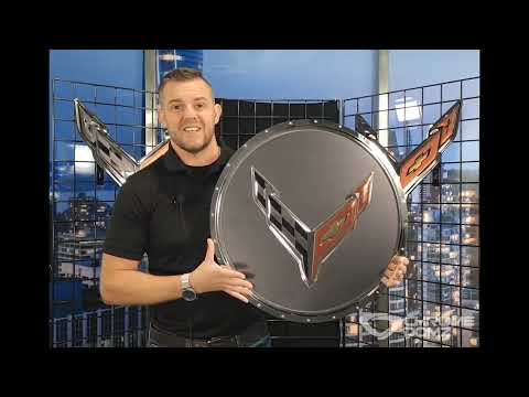 Corvette C8 Flags Circle Metal Sign