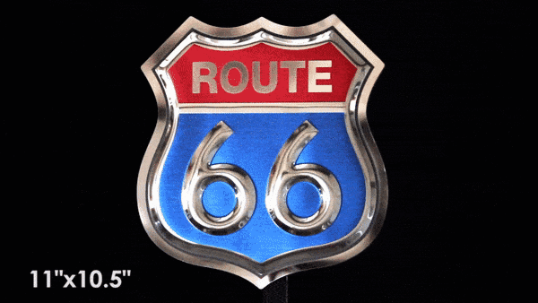 embossed mirror polished stainless steel sign garage décor Route 66