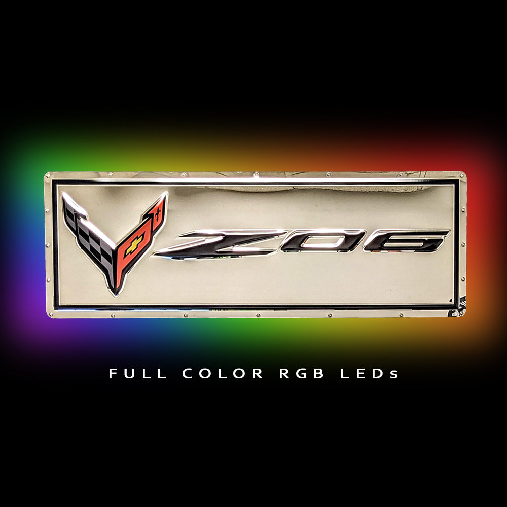 Corvette C8 Z06 Metal Sign – Chrome Domz