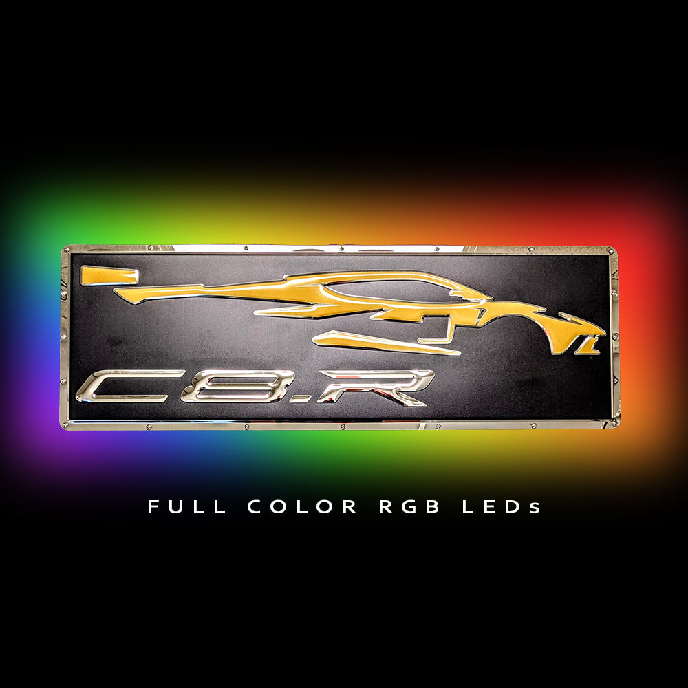 Corvette C8.R Gesture Metal Sign – Chrome Domz