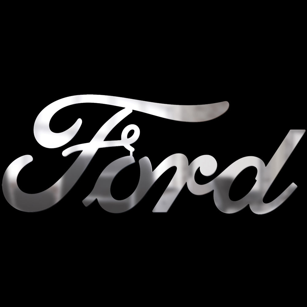 Dria Ford Script Ford Script Laser Cut Metal Sign – Chrome Domz
