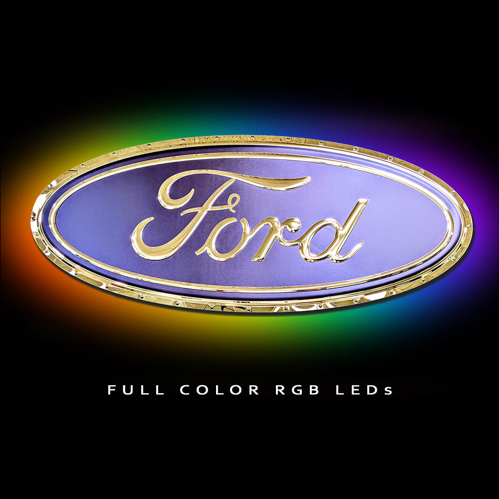 Ford Oval Logo Extra Large Metal Sign – Chrome Domz