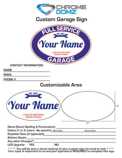 Custom Full Service Garage Sign