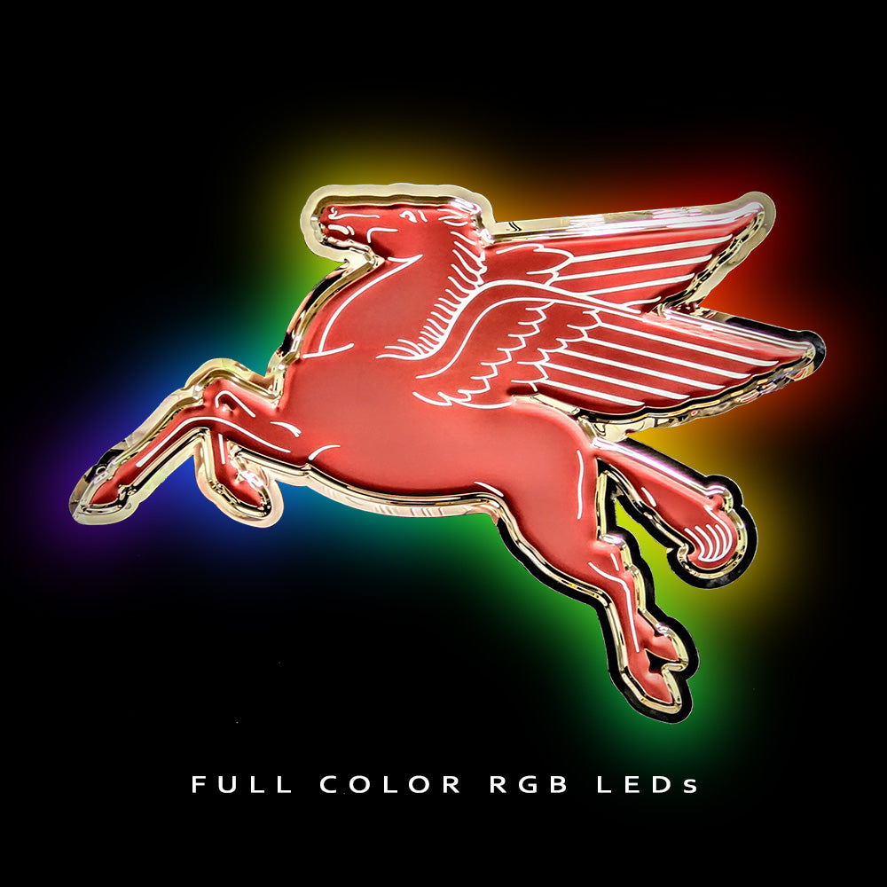 Mobil Pegasus Metal Sign – Chrome Domz