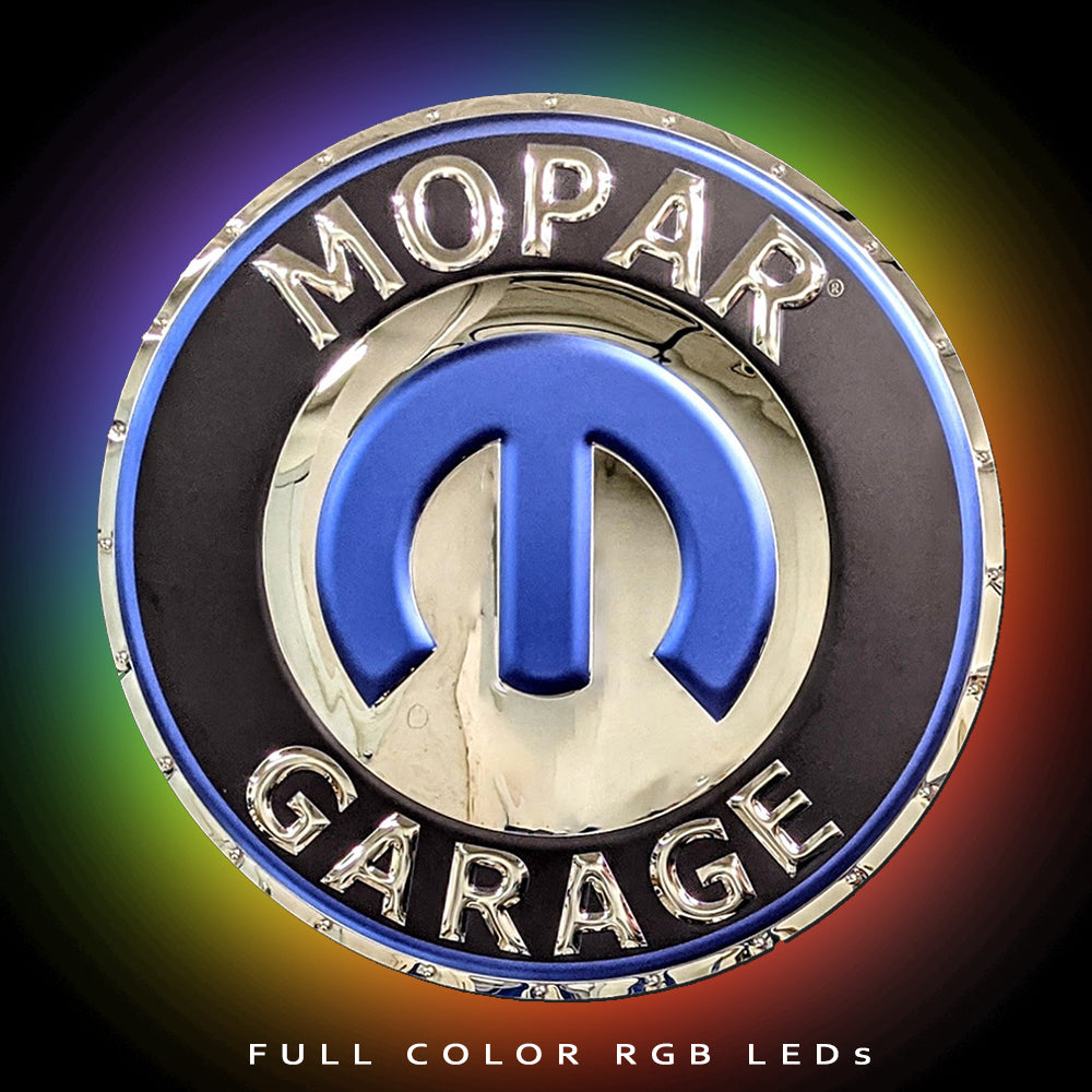 Maroページ ロゴ Mopar Garage Omega M Metal Sign – Chrome Domz