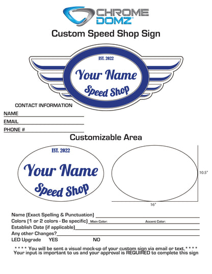 Custom Speed Shop Sign