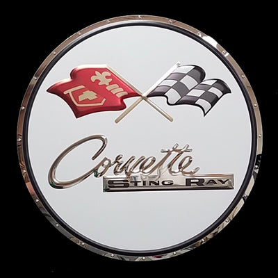 embossed mirror polished stainless steel sign décor corvette c2 sting ray