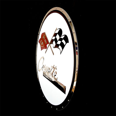 embossed mirror polished stainless steel sign décor corvette c2 sting ray side