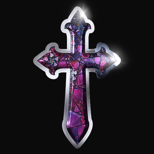 embossed mirror polished stainless steel sign cross