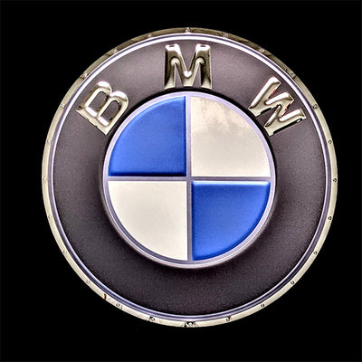 embossed mirror polished stainless steel sign BMW Logo circle