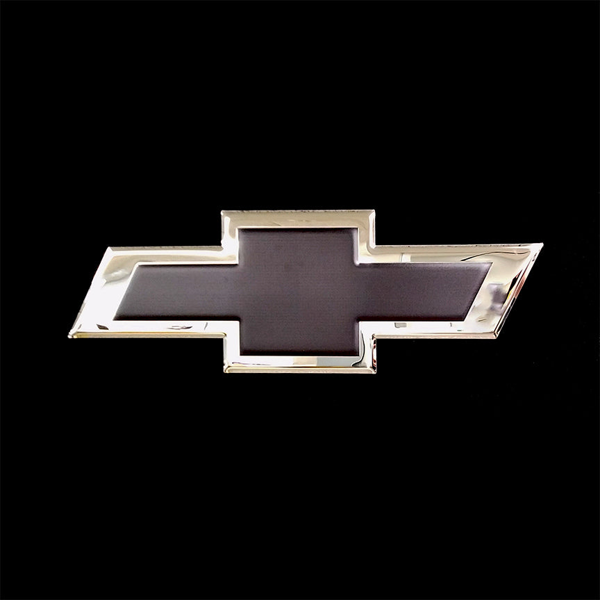 embossed mirror polished stainless steel sign garage décor Chevrolet Bow Tie Black