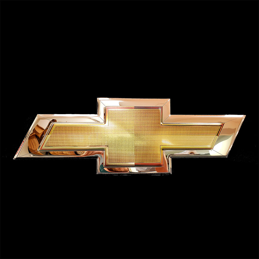 embossed mirror polished stainless steel sign garage décor Chevrolet Bow Tie Gold