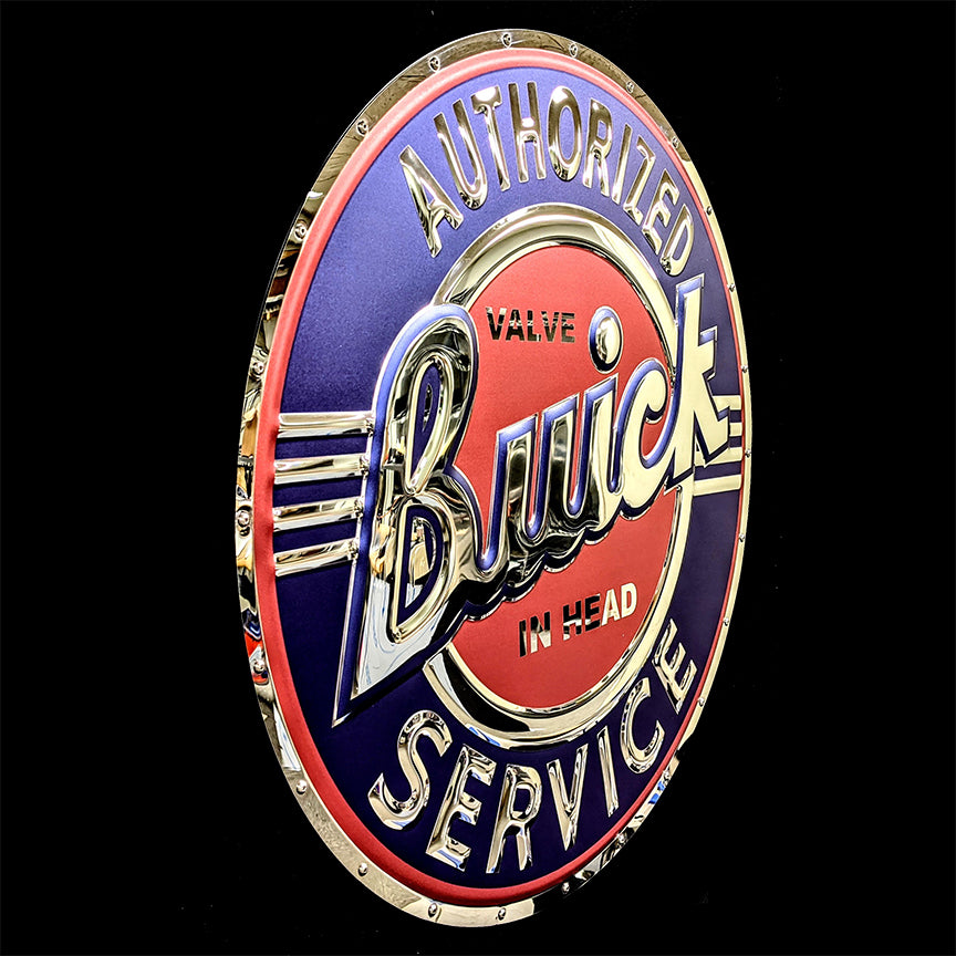 embossed mirror polished stainless steel sign garage décor Buick Service side
