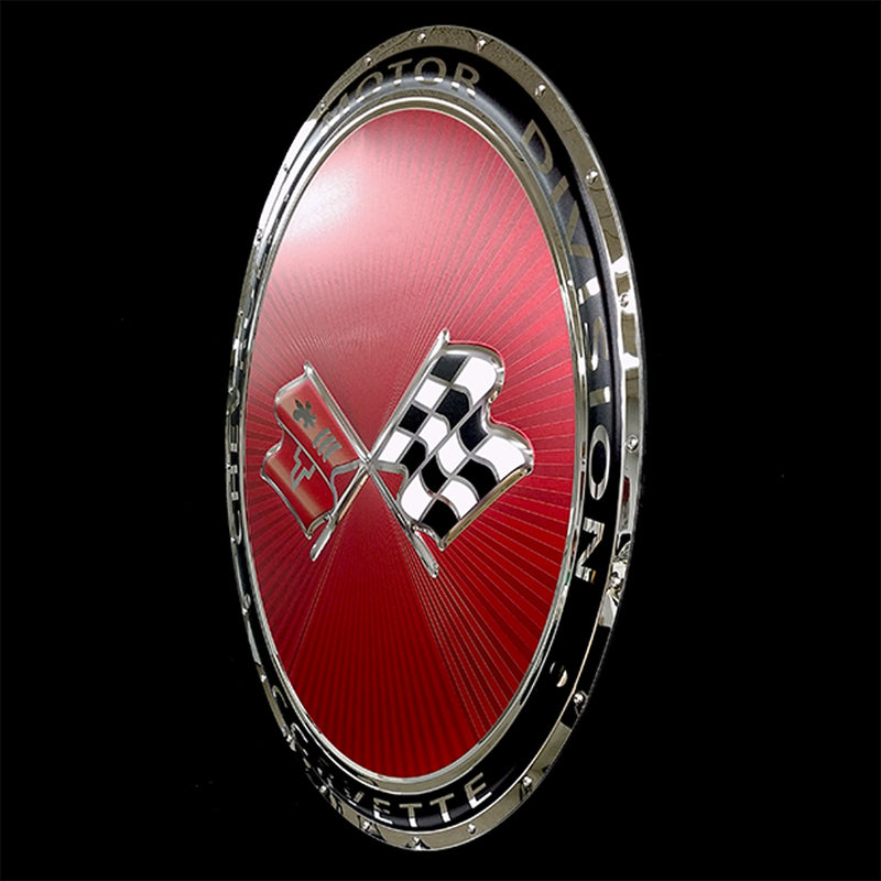 embossed mirror polished stainless steel sign garage décor Corvette C3 badge side