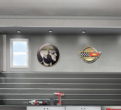 embossed mirror polished stainless steel sign décor Corvette c4 on wall
