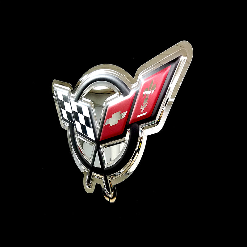 embossed mirror polished stainless steel sign garage décor Corvette C5 badge side