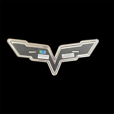 embossed mirror polished stainless steel sign garage décor Corvette C6 badge back