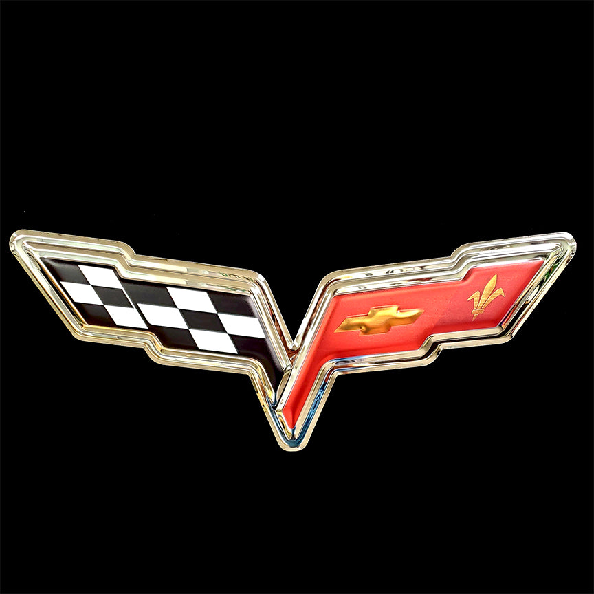 embossed mirror polished stainless steel sign garage décor Corvette C6 badge