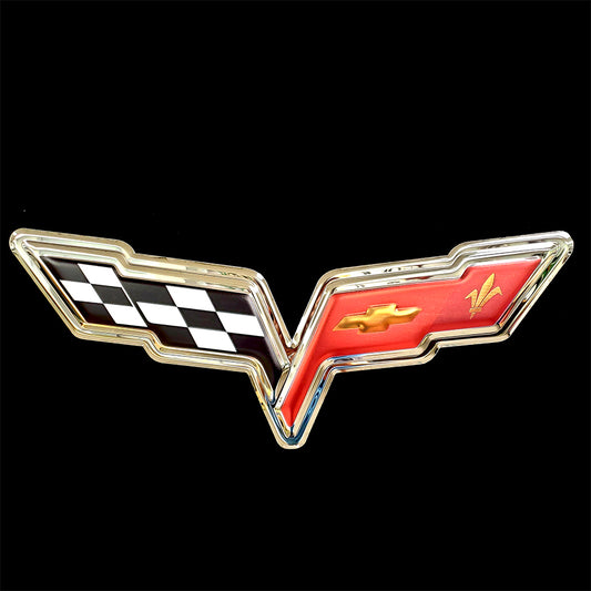 embossed mirror polished stainless steel sign garage décor Corvette C6 badge