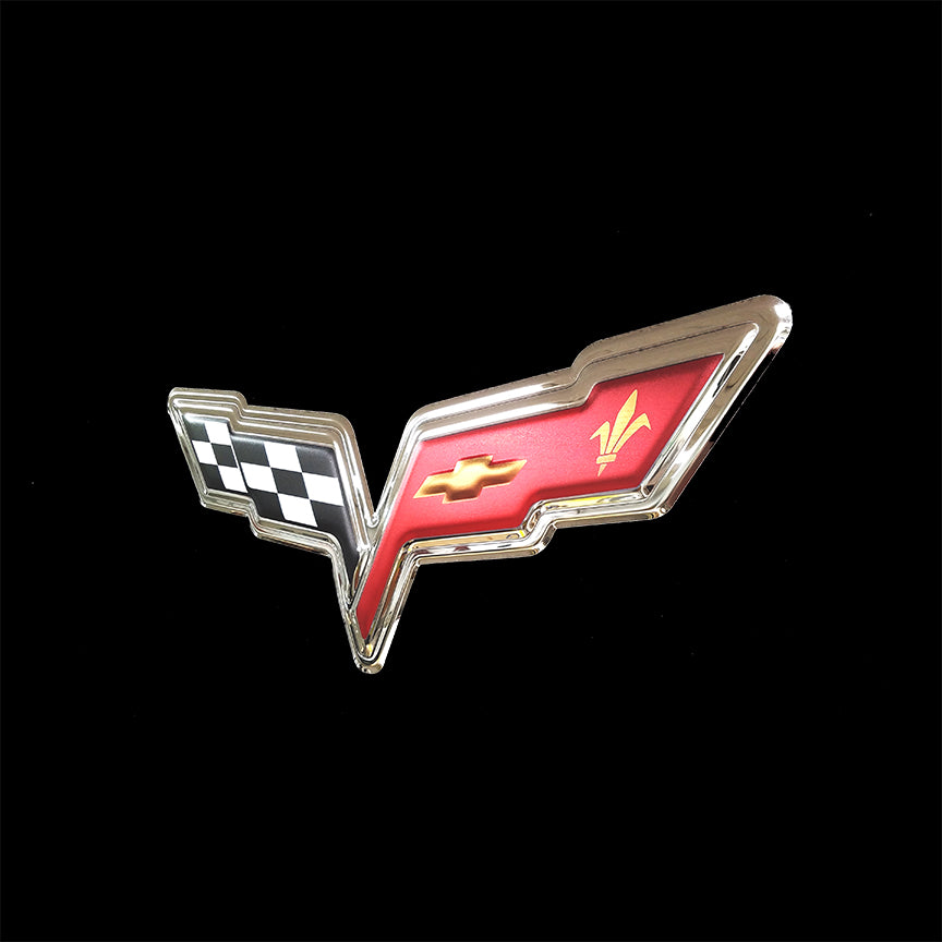 embossed mirror polished stainless steel sign garage décor Corvette C6 badge side