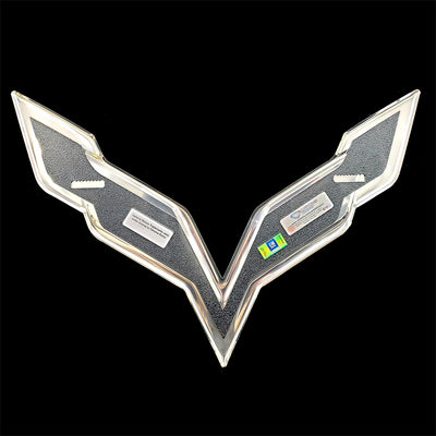 embossed mirror polished stainless steel garage sign décor corvette c7 back