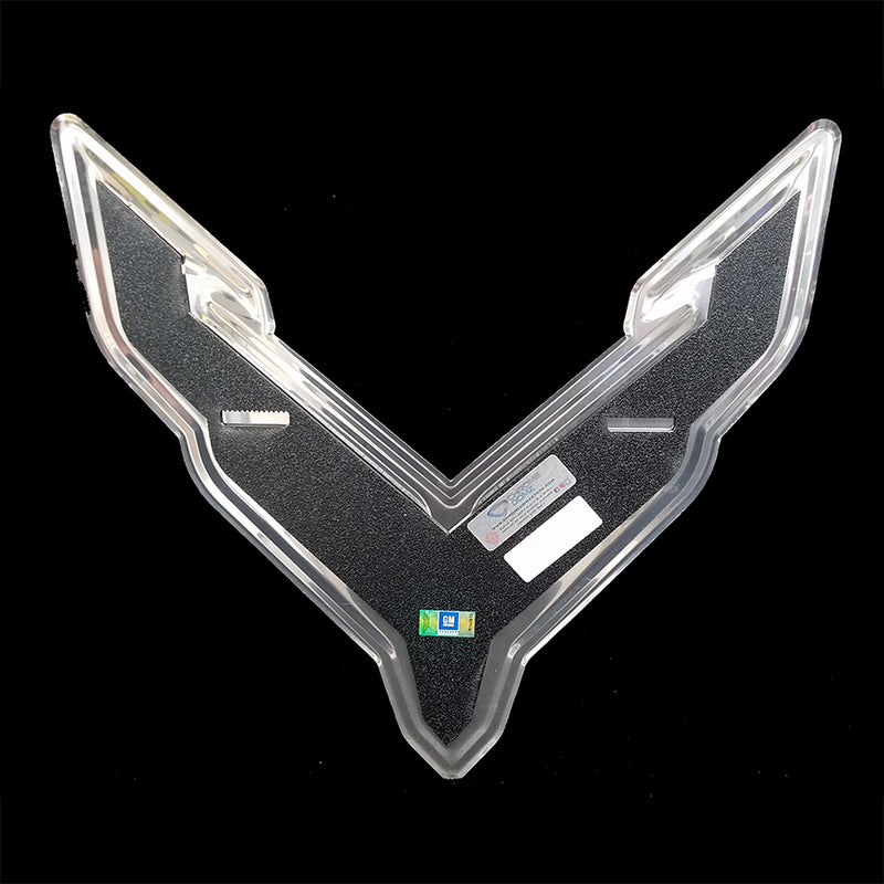 embossed mirror polished stainless steel sign décor corvette c8 back