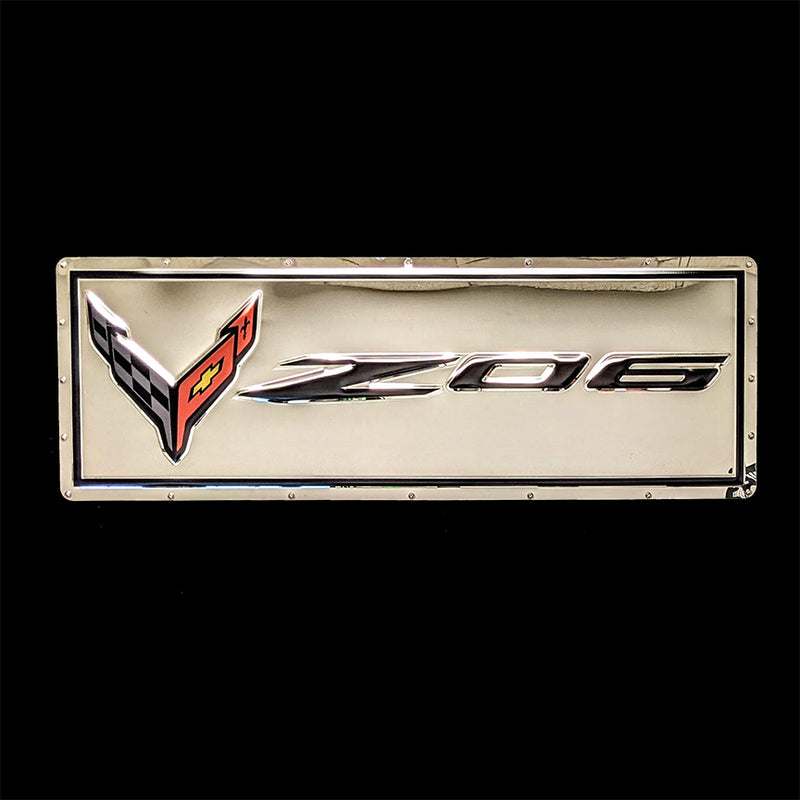 embossed mirror polished stainless steel sign C8 Corvette Z06