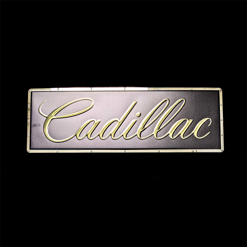 Large Cadillac Script Sign Chrome Domz: Cadillac Classic Script Metal Garage Sign