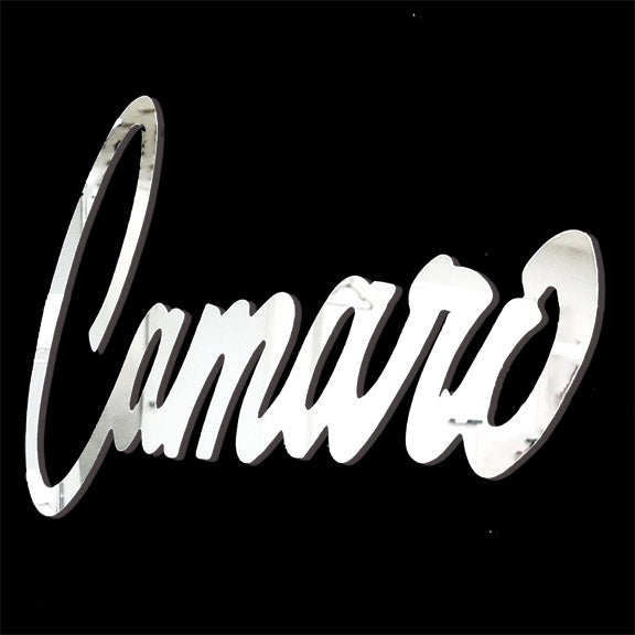 embossed mirror polished stainless steel sign garage décor chevrolet camaro script side