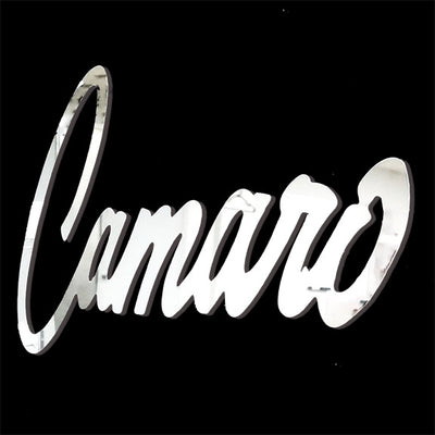 embossed mirror polished stainless steel sign garage décor chevrolet camaro script side