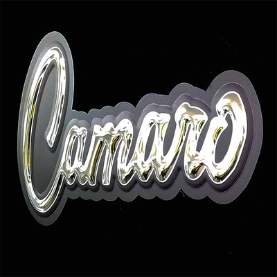 embossed mirror polished stainless steel sign garage décor Chevrolet Camaro script side