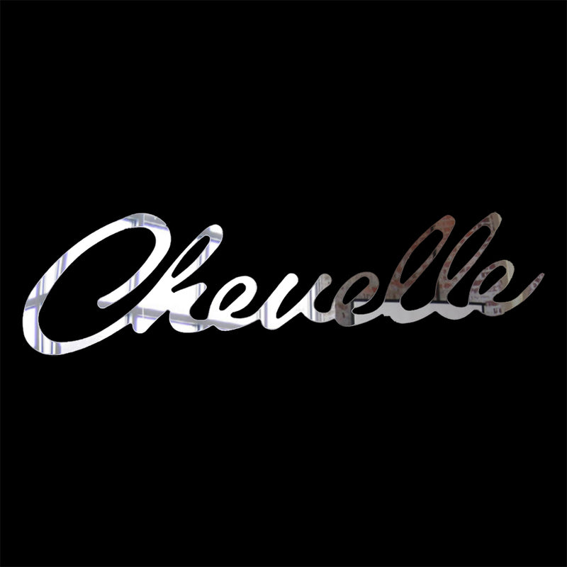 mirror polished stainless steel sign garage décor Chevrolet Chevelle script Back