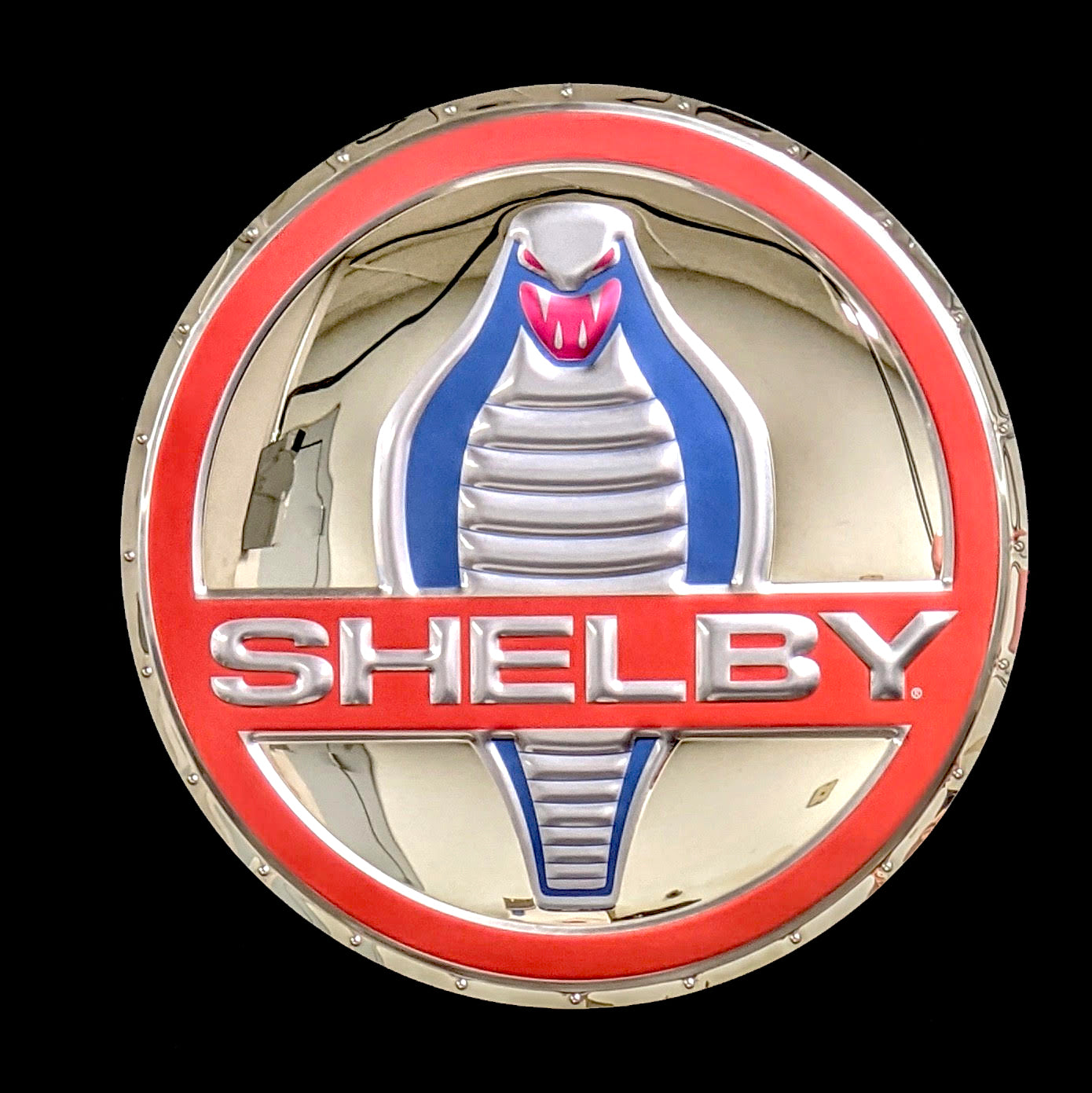 Classic Shelby Cobra Badge Metal Sign – Chrome Domz