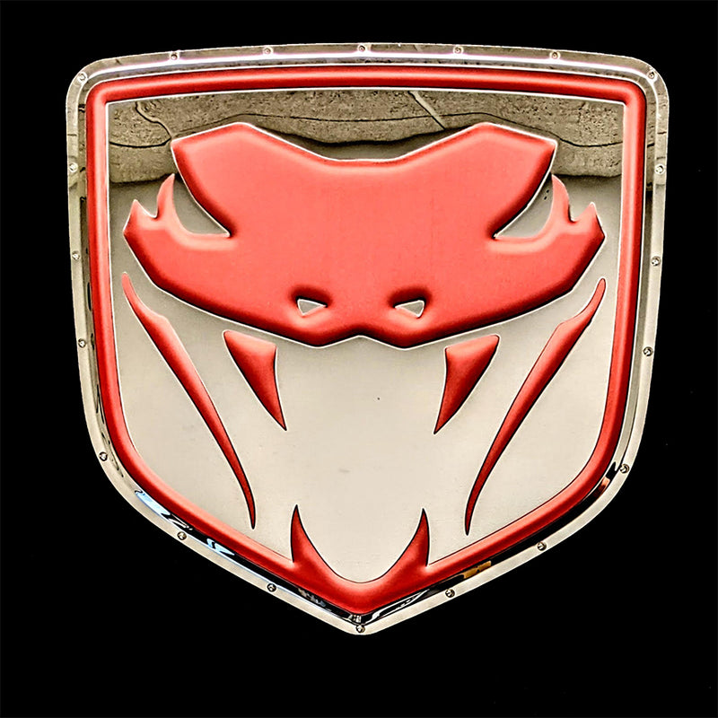 embossed mirror polished stainless steel sign décor dodge viper fangs
