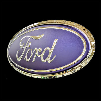 embossed mirror polished stainless steel sign décor ford blue oval side