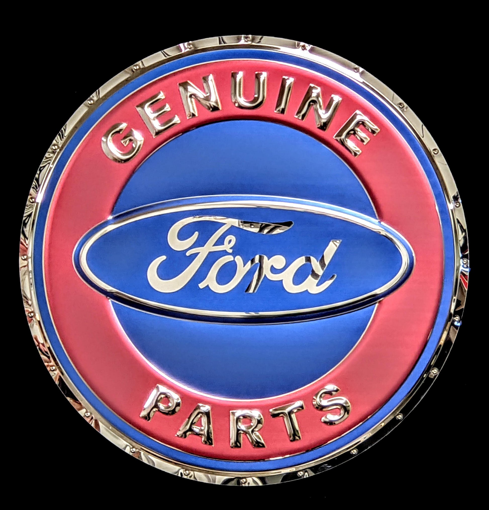 embossed mirror polished stainless steel sign décor ford parts