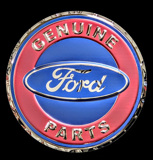 embossed mirror polished stainless steel sign décor ford parts