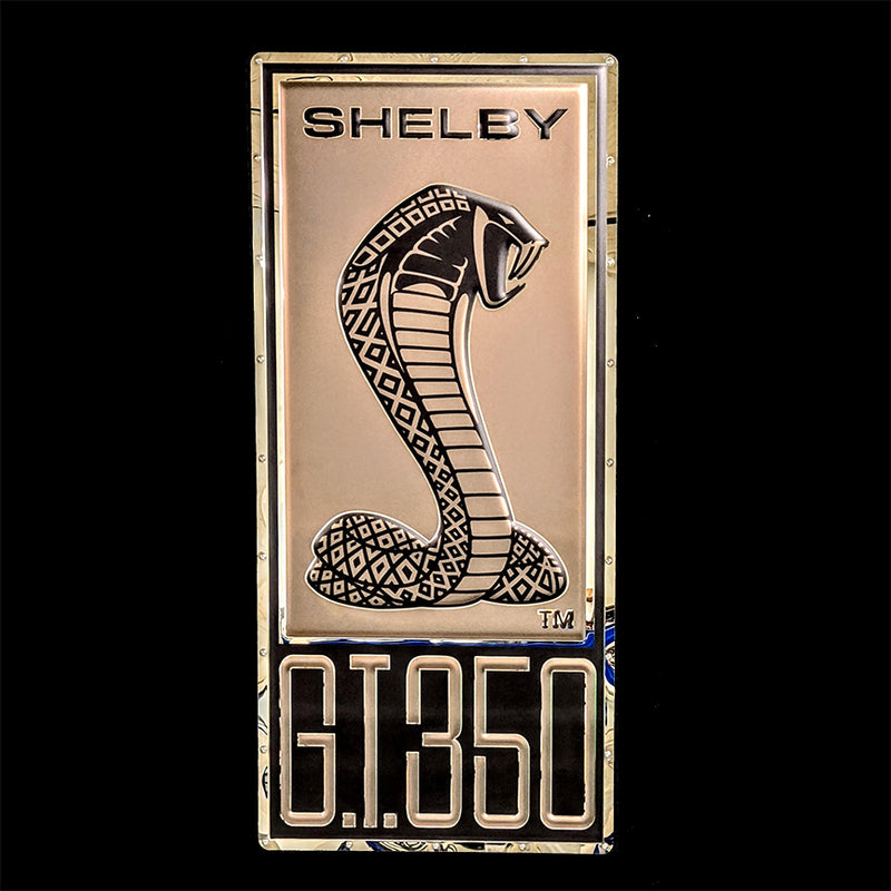 embossed mirror polished stainless steel sign garage décor Shelby Cobra GT 350 Badge